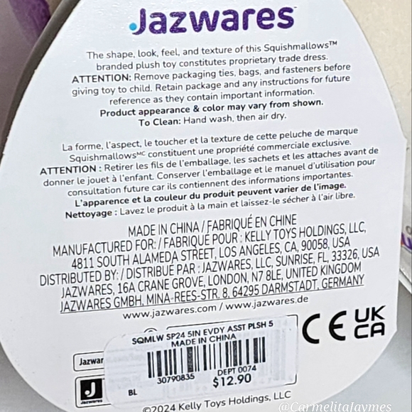 TAGHI 🐶 5" White, Blue & Purple Bull Terrier Dog Squishmallow NWT - Picture 7 of 8